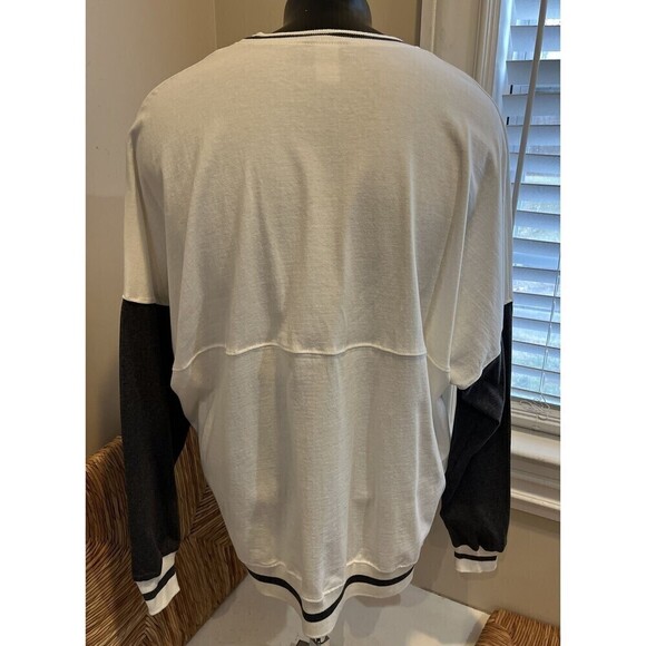 Spirit Jersey Unisex LARGE Stripe Sweatshirt White/Gray Oversize Pullover NWOT - Picture 7 of 11